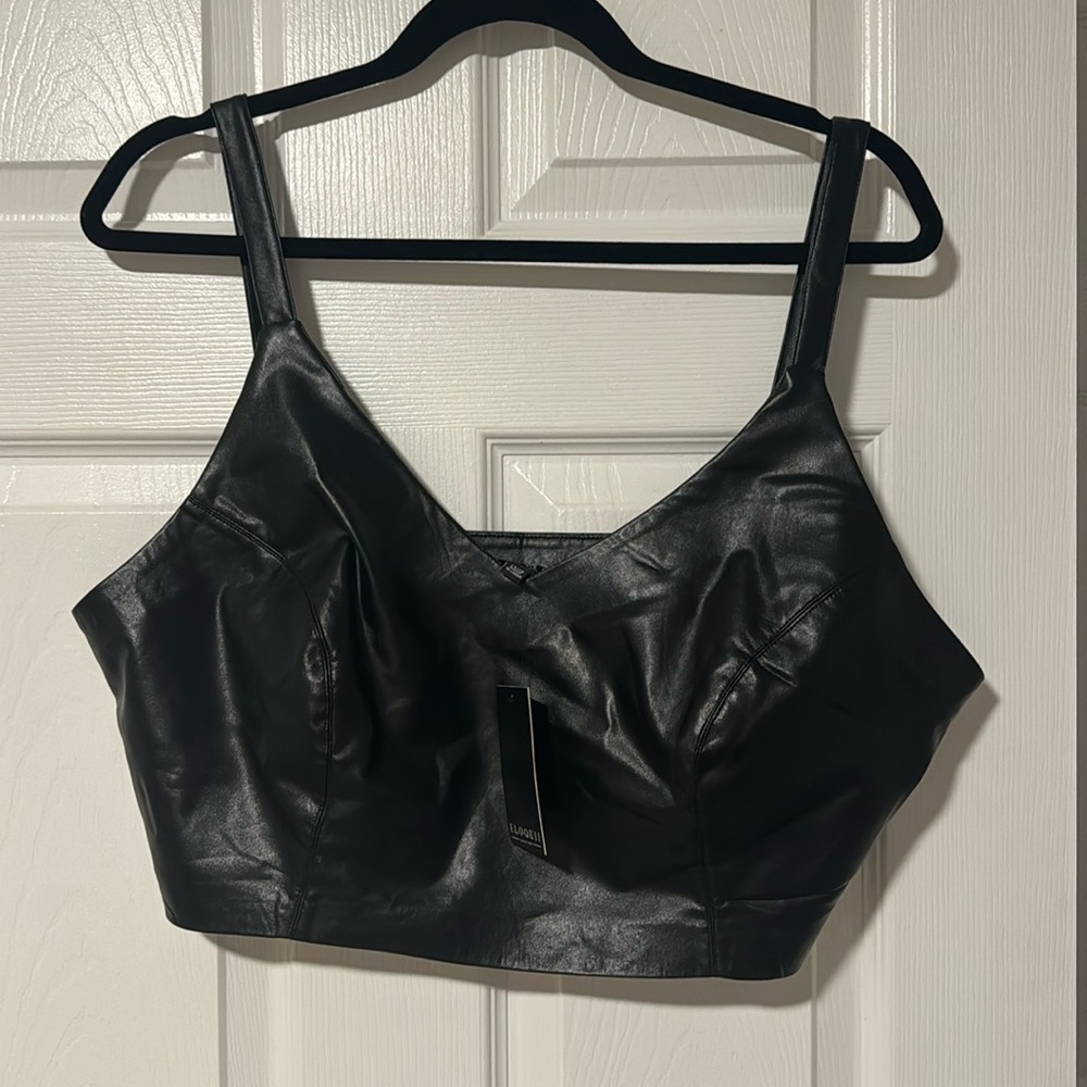 NWT black leather crop top from eloquii
